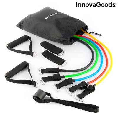Tubos elásticos de resistência coloridos com pegas pretas e bolsa preta InnovaGoods