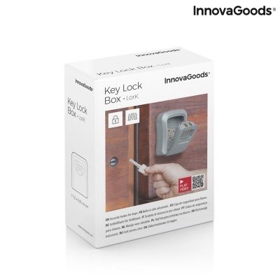 Caixa de segurança para chaves InnovaGoods Key Lock Box cinza na embalagem