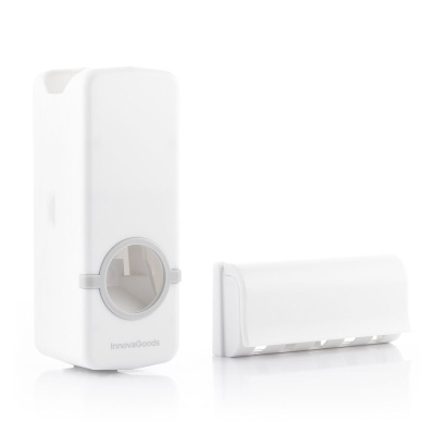 Dispenser e suporte branco de plástico com abertura circular e palavra InnoveGoods