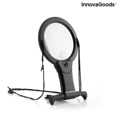 Lupa redonda com suporte preto e cordão da InnovaGoods