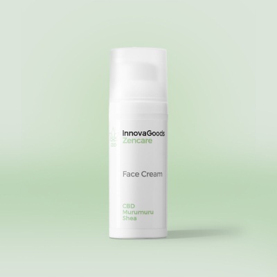 Frasco branco de creme facial InnovaGoods Zencare com texto verde e cinza