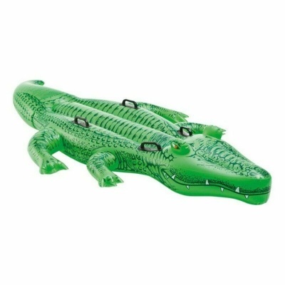 Bóia insuflável de crocodilo verde com punhos pretos