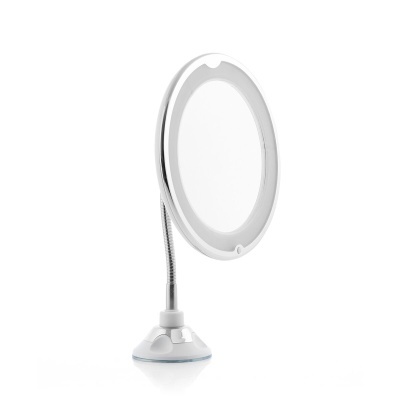 Espelho redondo com iluminação LED e base com ventosa