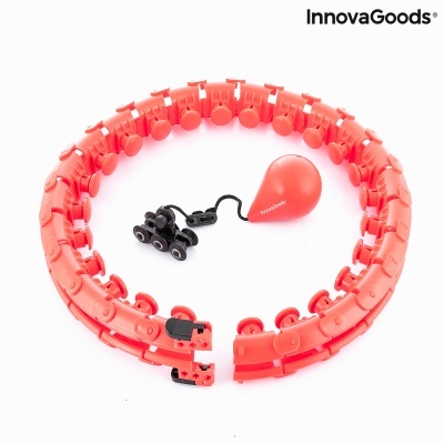 Conjunto vermelho circular com peças plásticas e peso, fundo branco, marca InnovaGoods