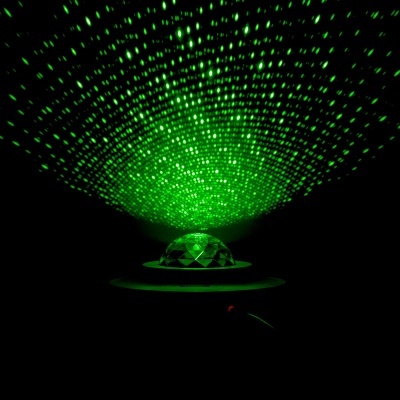 Projetor de luz decorativo com cúpula de vidro e luzes verdes