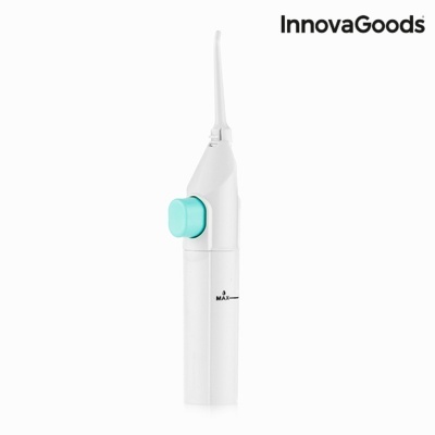 Irrigador oral branco com botão verde claro e marcação MAX da InnovaGoods