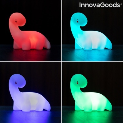 Candeeiro infantil em forma de dinossauro com luzes LED coloridas
