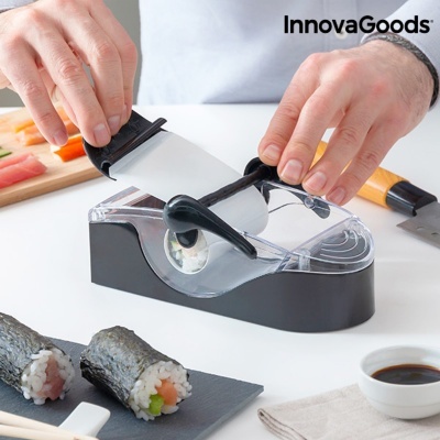 Dispositivo para fazer sushi InnovaGoods com base preta e tampa transparente