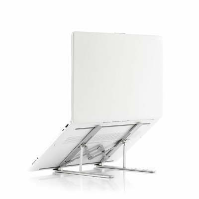 Suporte metálico ajustável para portátil com portátil branco