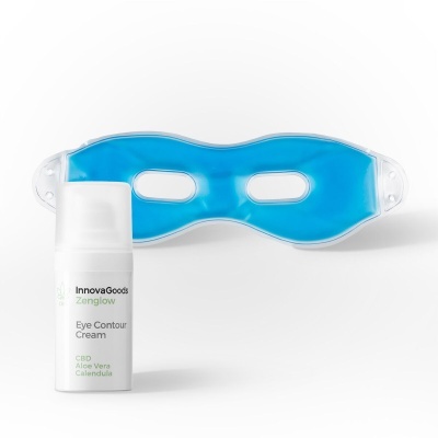 Máscara gel fria azul e frasco branco de creme para olhos InnovaGoods