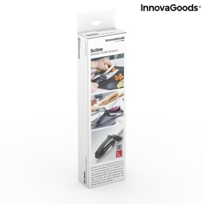 Embalagem do produto InnovaGoods Scible Kitchen Knife-Scissors com imagens de uso