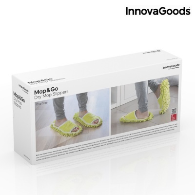 Caixa branca com chinelos verdes Mop & Go da InnovaGoods