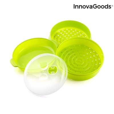 Conjunto de recipientes verdes de plástico com tampa transparente para cozinhar
