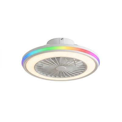 Ventoinha de teto branca com luz LED multicolor
