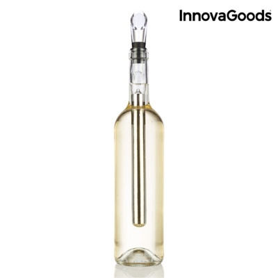 Garrafa de vinho transparente com termómetro de inox