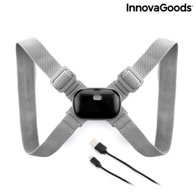 Cinta ajustável cinzenta com unidade central preta e cabos USB