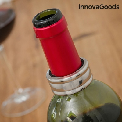 Garrafas de vinho com vedante de vinho vermelho e anel metálico prateado InnovaGoods