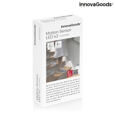Caixa do produto Motion Sensor LED X2 InnovaGoods com imagens e texto explicativo