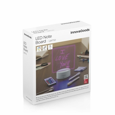 Caixa branca do quadro de notas LED InnovaGoods com marcador e controlo remoto