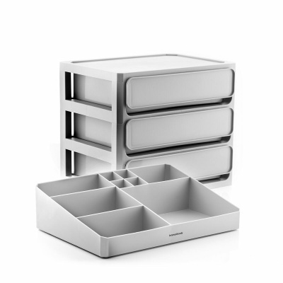 Organizador de gavetas branco com bandeja organizadora