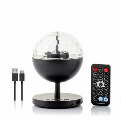 Máquina de efeito luz disco com cúpula transparente, comando e cabo USB