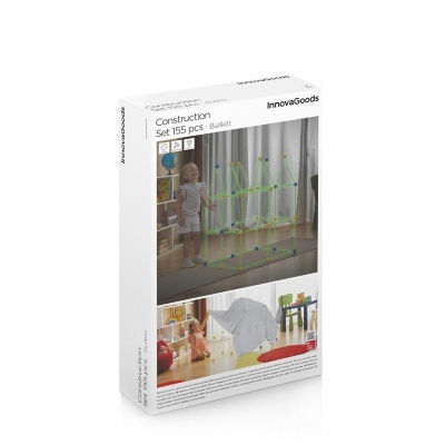 Caixa branca do conjunto de construção InnovaGoods com 155 peças coloridas