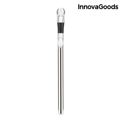 Provador de vinhos InnovaGoods em metal prateado com cabeçote transparente