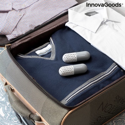 Mala castanha com roupa e dispositivos cinzentos InnovaGoods