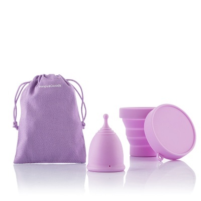 Conjunto de copo menstrual lilás com bolsa roxa InnovaGoods