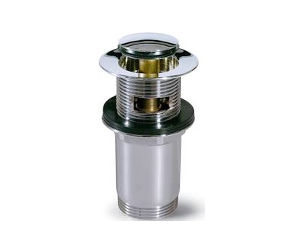 Válvula de escoamento cromada para lavatório com acabamento metálico e anel preto