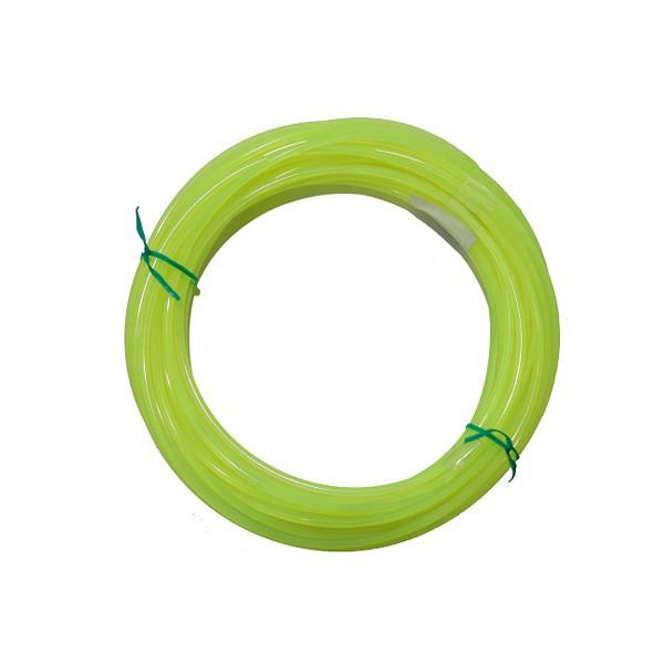 Rolo de tubo plástico verde fluorescente enrolado, amarrado com plástico verde