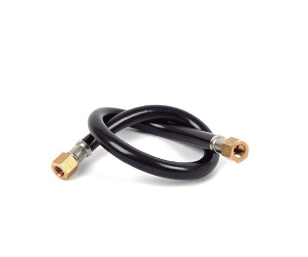 Mangueira flexível preta com extremidades em latão para ligação