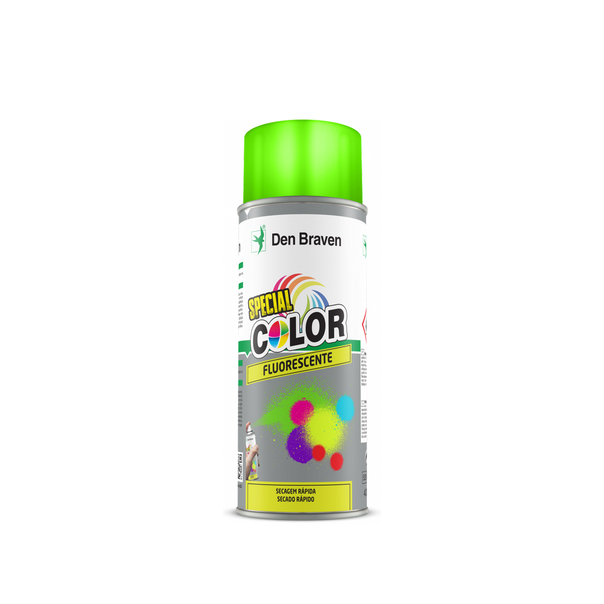 Spray de tinta fluorescente Den Braven Special Color com tampa verde