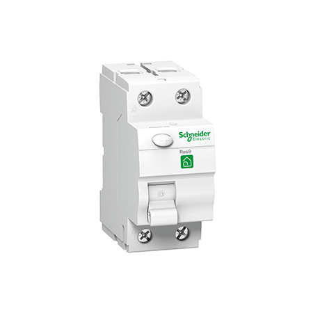 Schneider Resi9 Interruptor diferencial-2P-40A-300mA-AC R9R14240 Disjuntor Schneider Electric Resi9 branco com botão e parafusos