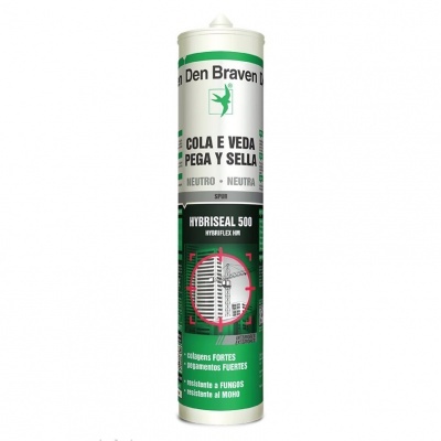 Tubo verde e branco de cola e vedante Den Braven HYBRISEAL 500