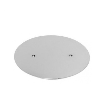 Placa metálica redonda cromada com dois furos