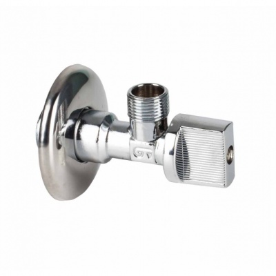 Válvula de pressão metálica cromada com botão quadrado e flange circular