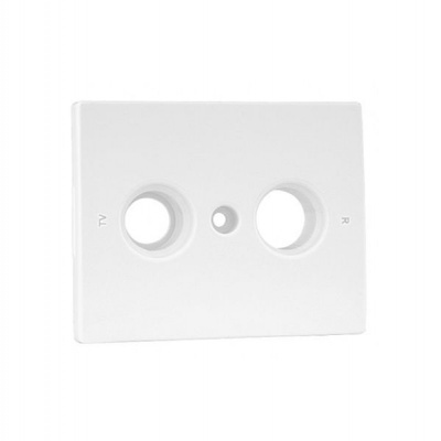 Placa de acabamento branca para tomada de TV e rádio com dois orifícios