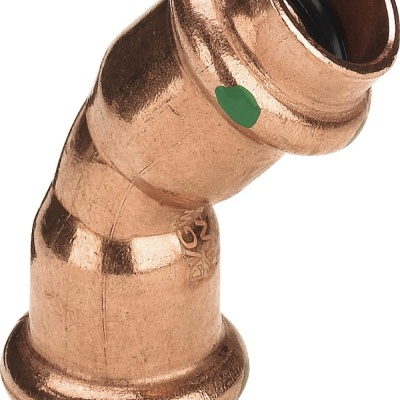 Peça de cobre em forma de cotovelo para canalização