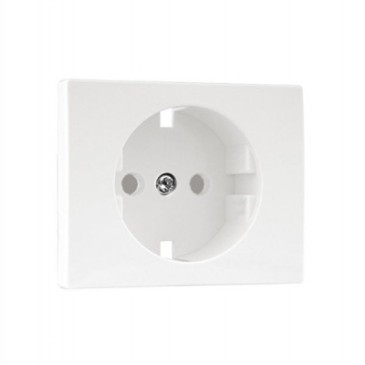 Tomada elétrica branca de parede com entrada redonda