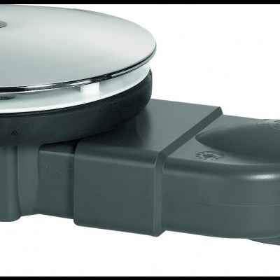 Sifão preto para banheira com tampo metálico prateado