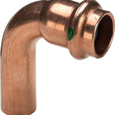 Peça de canalização em cobre em forma de cotovelo
