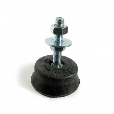 Peça mecânica com base de borracha e parafuso metálico
