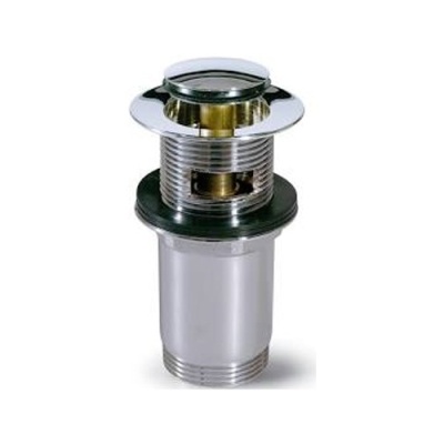 Válvula de escoamento cromada para lavatório com acabamento metálico e anel preto