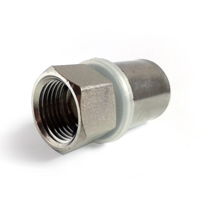 Conector metálico roscado com anel plástico branco