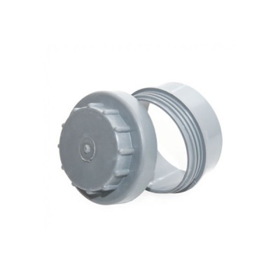 Tampa plástica cinzenta com rosca para recipiente