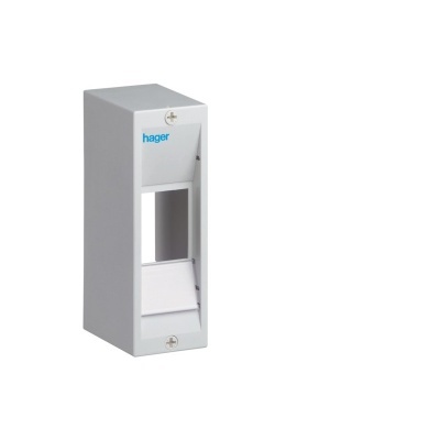 Caixa elétrica cinza com tampa branca da marca hager