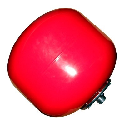 Reservatório de expansão vermelho com conector metálico