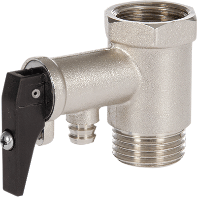 Válvula de segurança metálica com alavanca preta e roscas