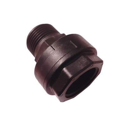 Conector plástico preto com rosca para tubo